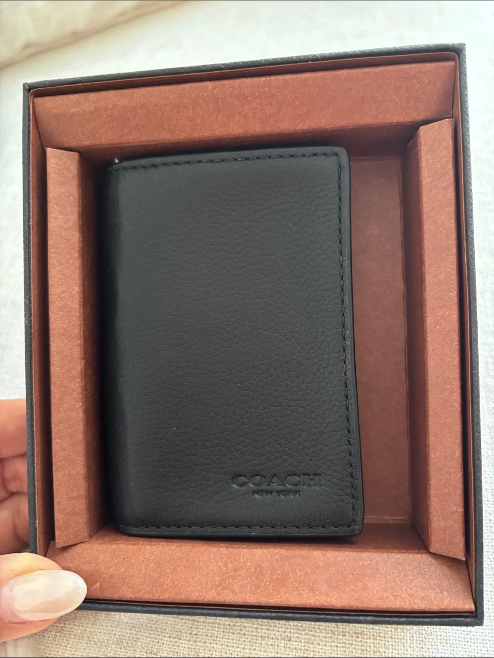 Coach Black Pebbled Leather Card & Key Wallet